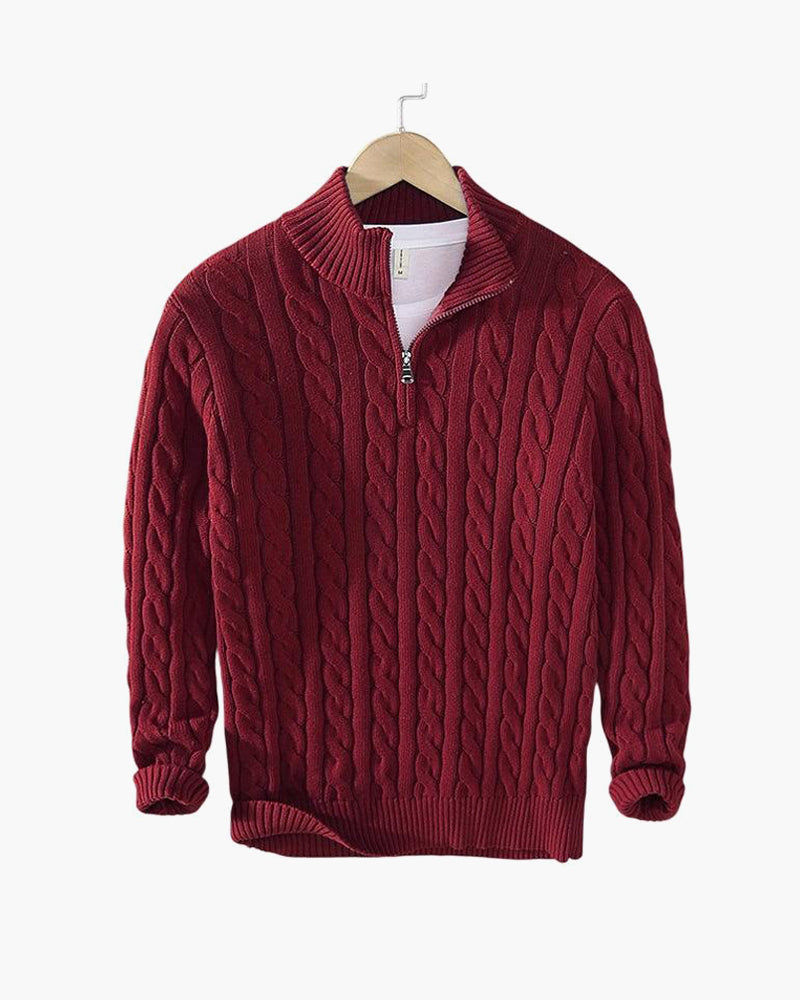 Marceau Toronto | Pull Homme Demi-Zip en Maille Torsadée