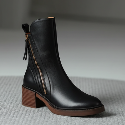 Marceau Toronto | Valorine – Botte noire en cuir à talon confortable
