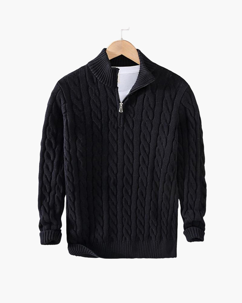 Marceau Toronto | Pull Homme Demi-Zip en Maille Torsadée