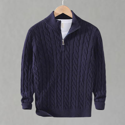 Marceau Toronto | Pull Homme Demi-Zip en Maille Torsadée