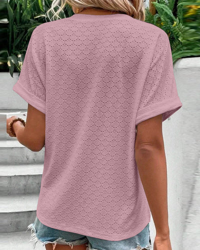 Marceau Toronto | Blouse décontractée à col en V, couleur unie, avec boutons